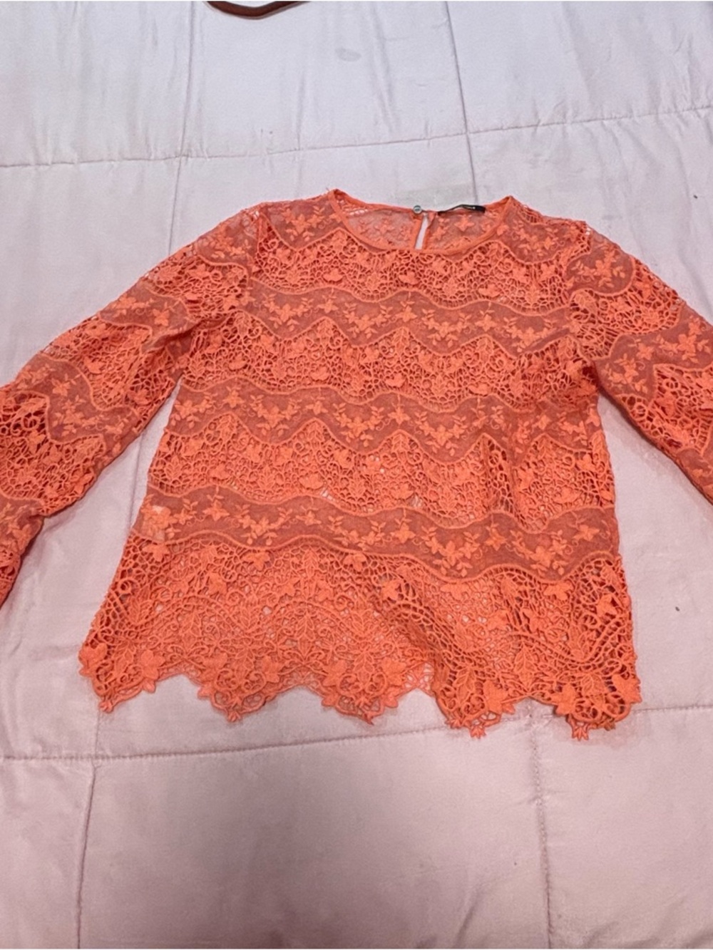 Kobi Halperin Orange Lace Blouse M - Picture 5 of 5